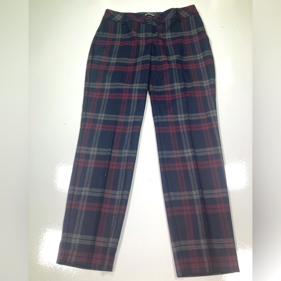 Express Pants - Express Pants Navy Blue Plaid Skinny Ankle Slacks Columnist Fit Size 4 NWT